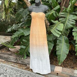 Roxy strapless, ombré crochet look maxi dress